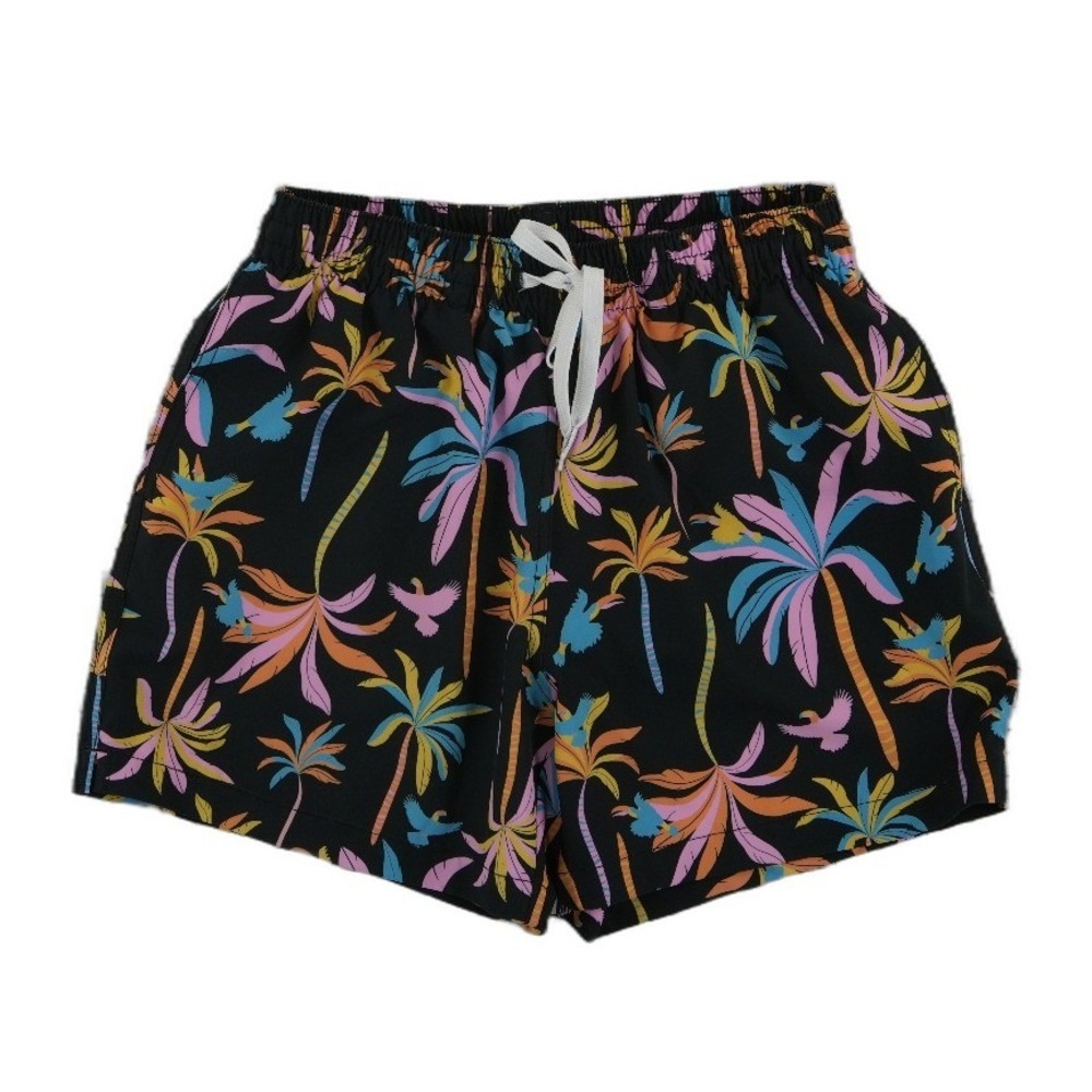 Chubbies Swim Trunks Men's Size Small Black Tropical Palm Tree Bird Neon Beach